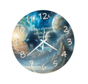 "Close-up of the 'When You Love What You Have' Clock, featuring an elegant design with a meaningful quote, silent quartz movement, and a stylish minimalist face, perfect for home décor."